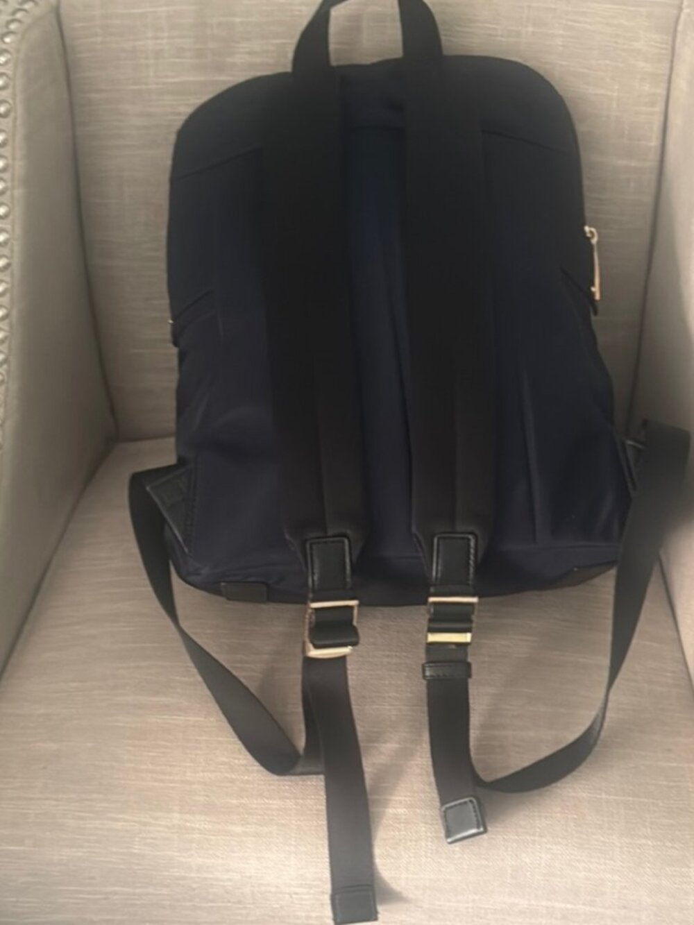 Michael Kors Kelsey Navy Backpack | Gold Hardware | Lightweight Travel Bag - Picture 4 of 8